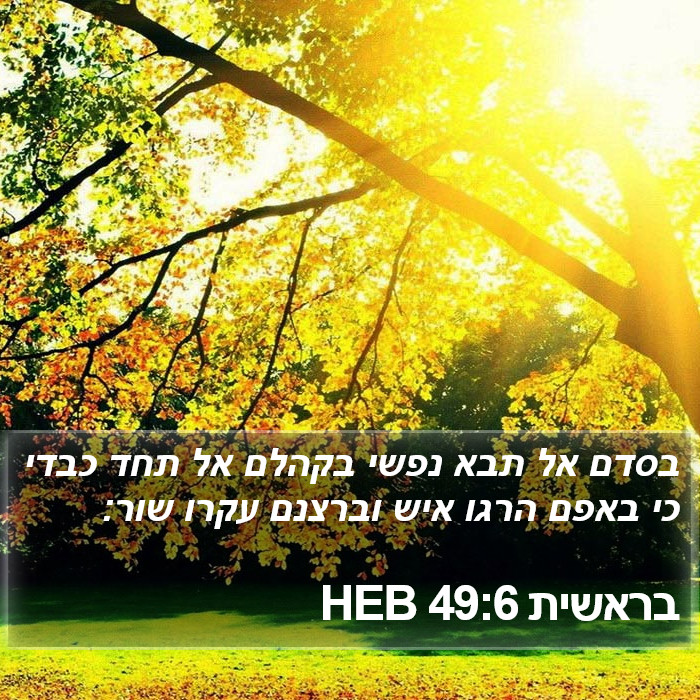 בראשית 49:6 HEB Bible Study