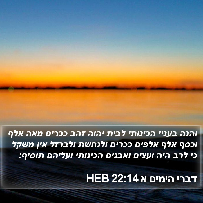 דברי הימים א 22:14 HEB Bible Study