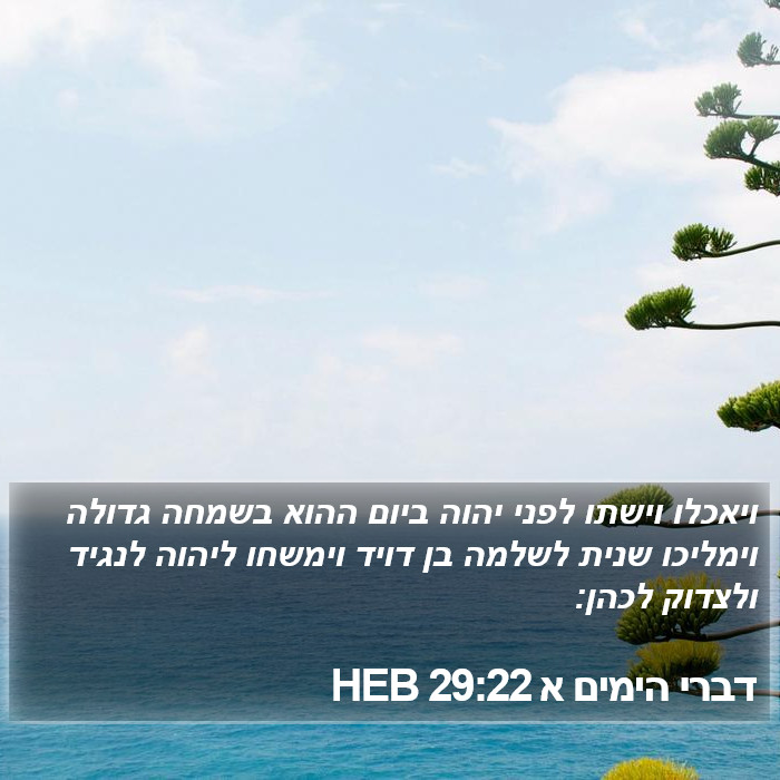 דברי הימים א 29:22 HEB Bible Study