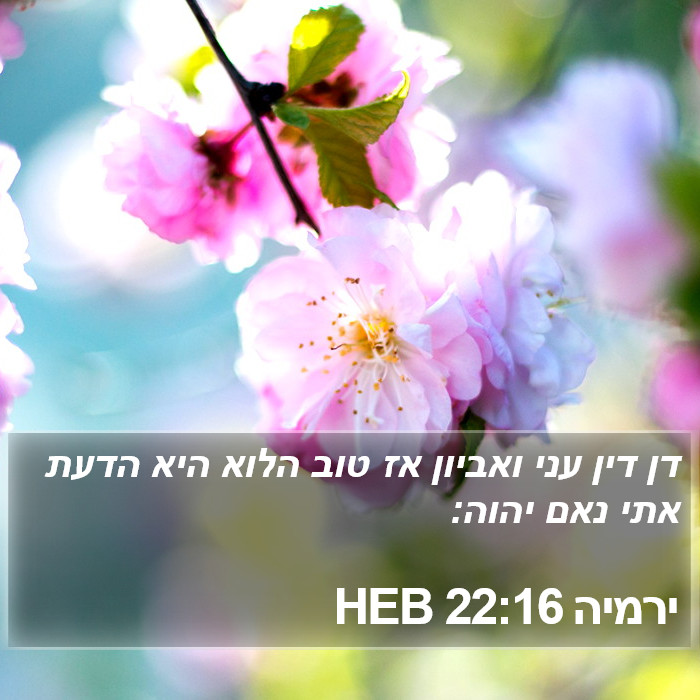 ירמיה 22:16 HEB Bible Study