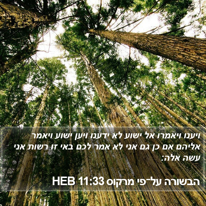 הבשורה על־פי מרקוס 11:33 HEB Bible Study