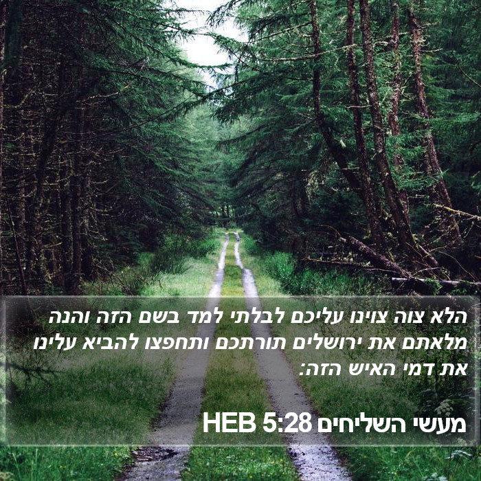 מעשי השליחים 5:28 HEB Bible Study