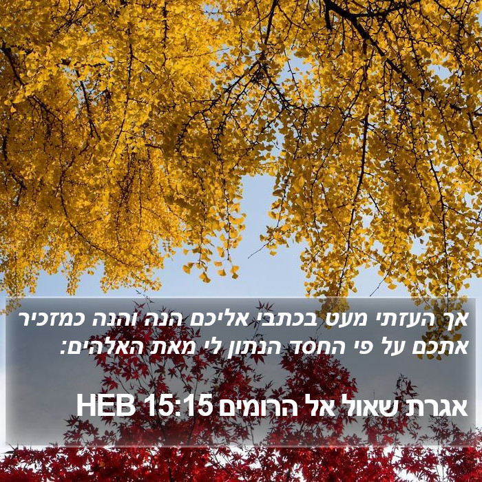 אגרת שאול אל הרומים 15:15 HEB Bible Study