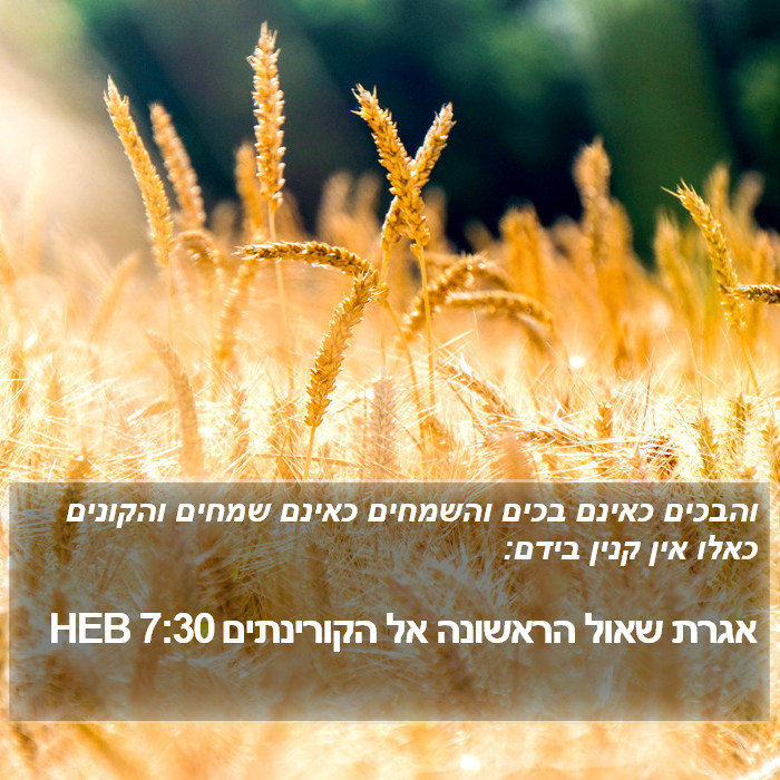 אגרת שאול הראשונה אל הקורינתים 7:30 HEB Bible Study