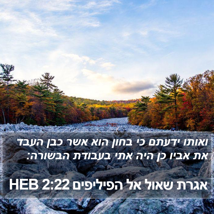 אגרת שאול אל הפיליפים 2:22 HEB Bible Study