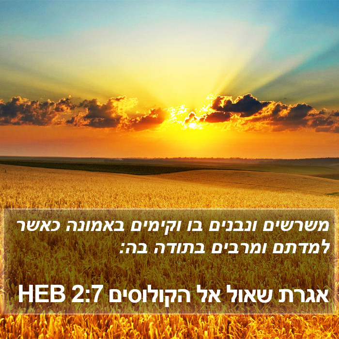 אגרת שאול אל הקולוסים 2:7 HEB Bible Study