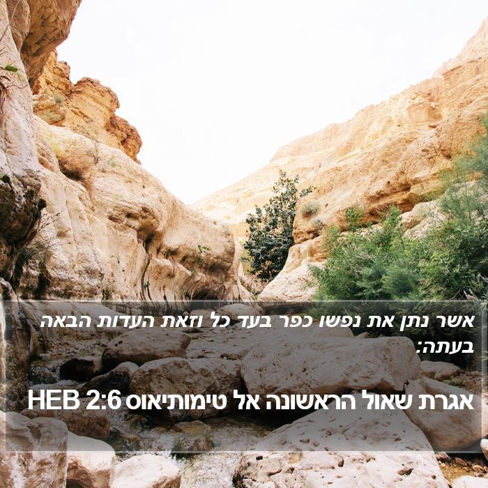 אגרת שאול הראשונה אל טימותיאוס 2:6 HEB Bible Study