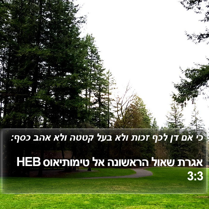 אגרת שאול הראשונה אל טימותיאוס 3:3 HEB Bible Study