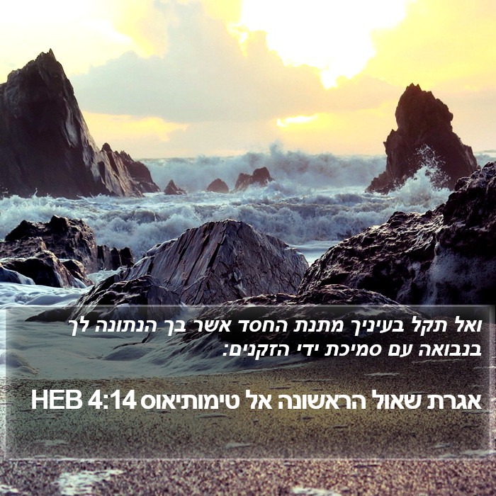 אגרת שאול הראשונה אל טימותיאוס 4:14 HEB Bible Study