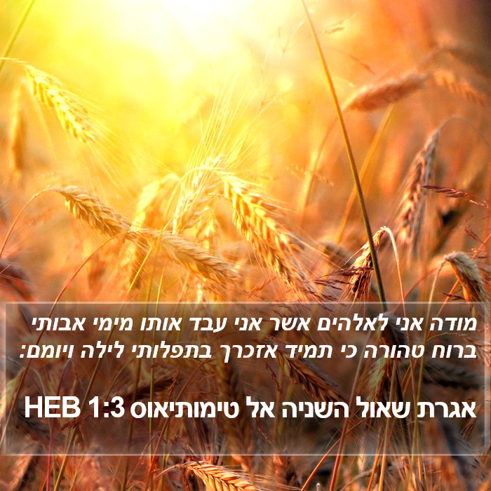 אגרת שאול השניה אל טימותיאוס 1:3 HEB Bible Study