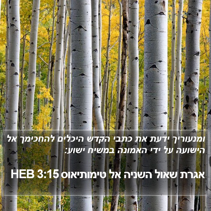 אגרת שאול השניה אל טימותיאוס 3:15 HEB Bible Study