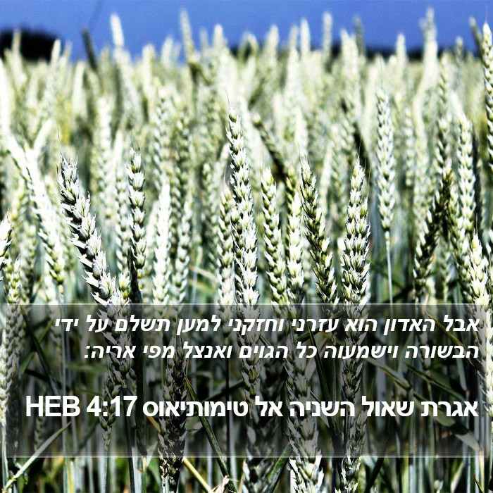 אגרת שאול השניה אל טימותיאוס 4:17 HEB Bible Study